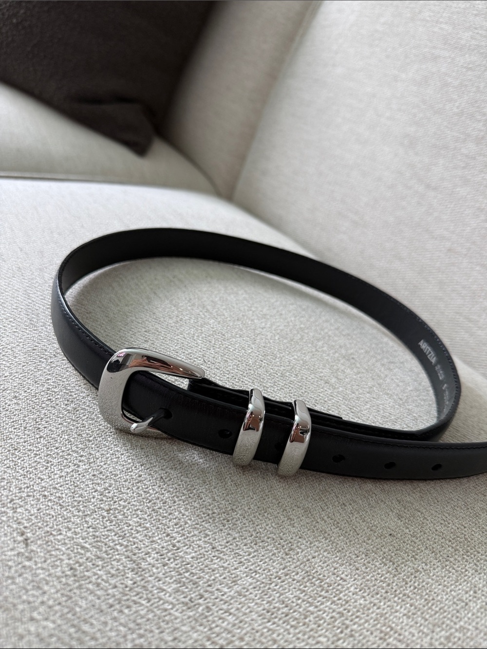 Black Leather women’s Belt with Silver Buckle